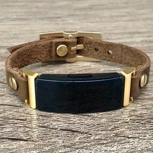 Distressed Brown Strap Gold Inspire 2 Leather Band